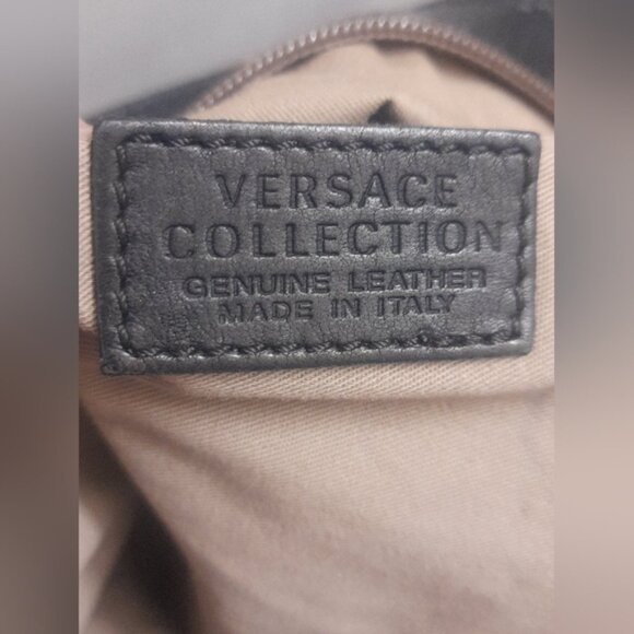 Authentic Versace  Collection Black Pebbled Leather Top Handle Bag - Picture 6 of 14